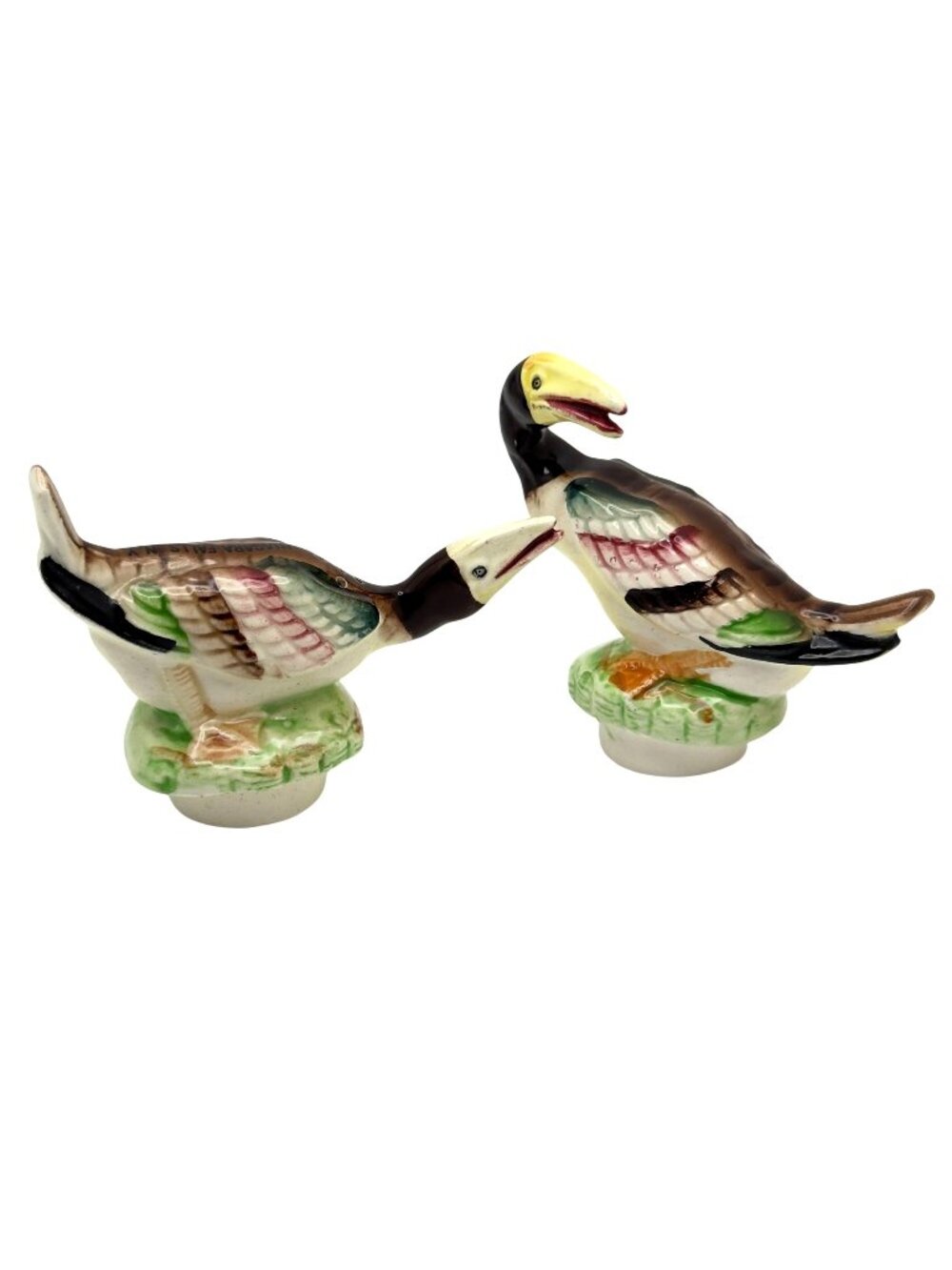 Ceramic Vtg Hornbill Bird Salt Pepper Shakers HandPaint Japan 50s Niagara Falls